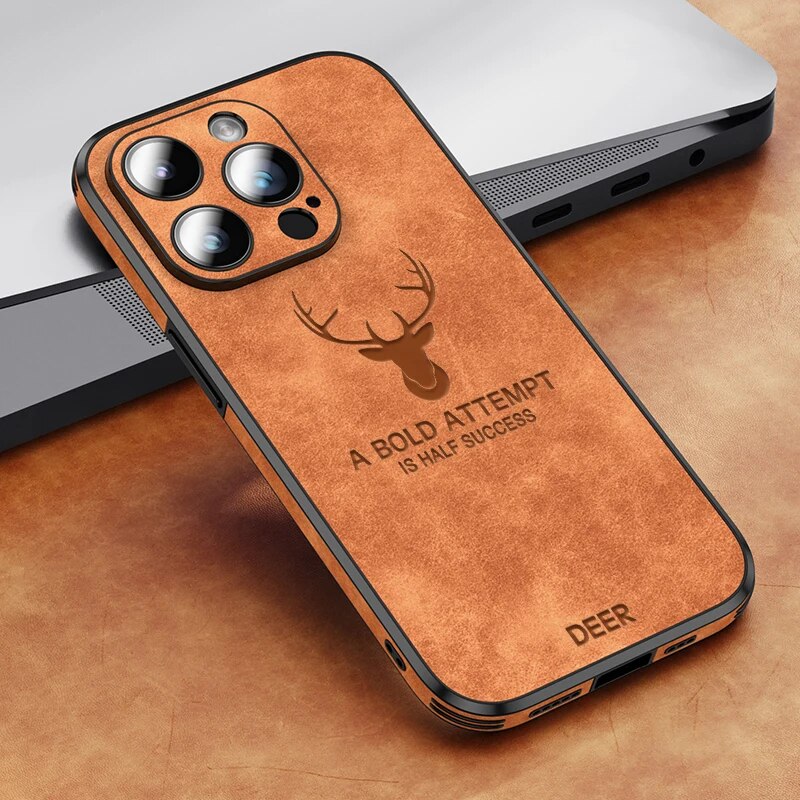 Deer – iPhone-Hülle Leder stoßfest & elegant – ideal für Alltag & Büro