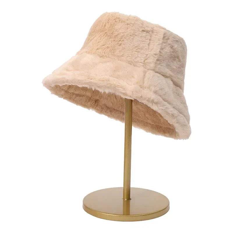 Warme Herbst Kaninchen Pelz Eimer Hut für Frauen - Lorna