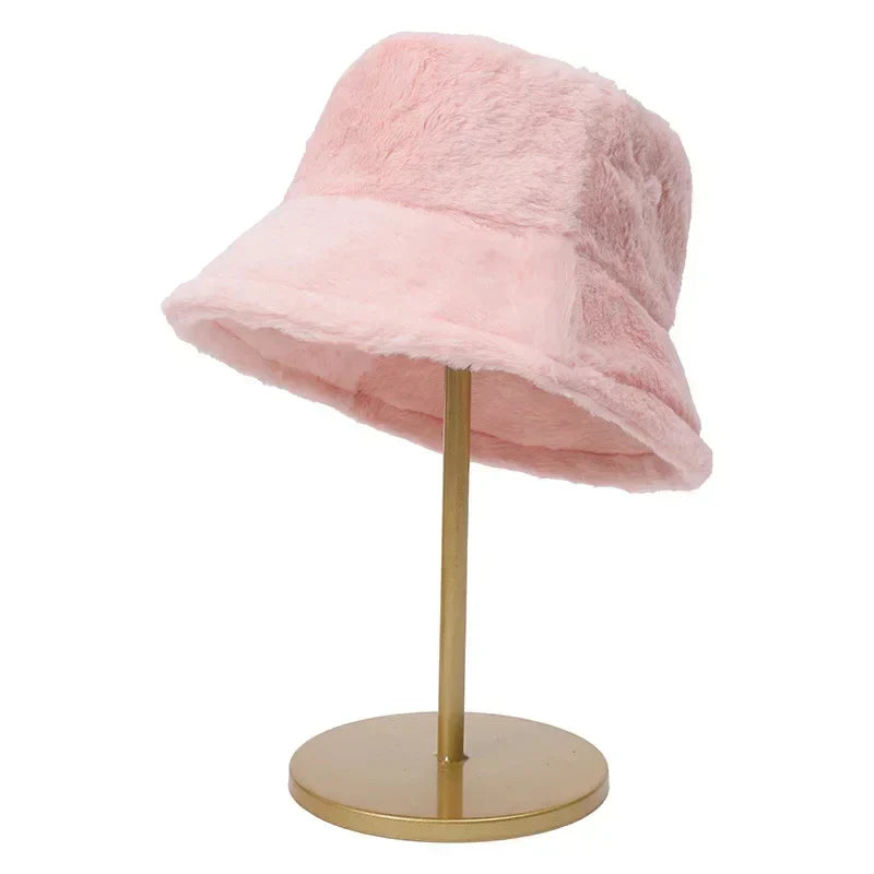 Warme Herbst Kaninchen Pelz Eimer Hut für Frauen - Lorna