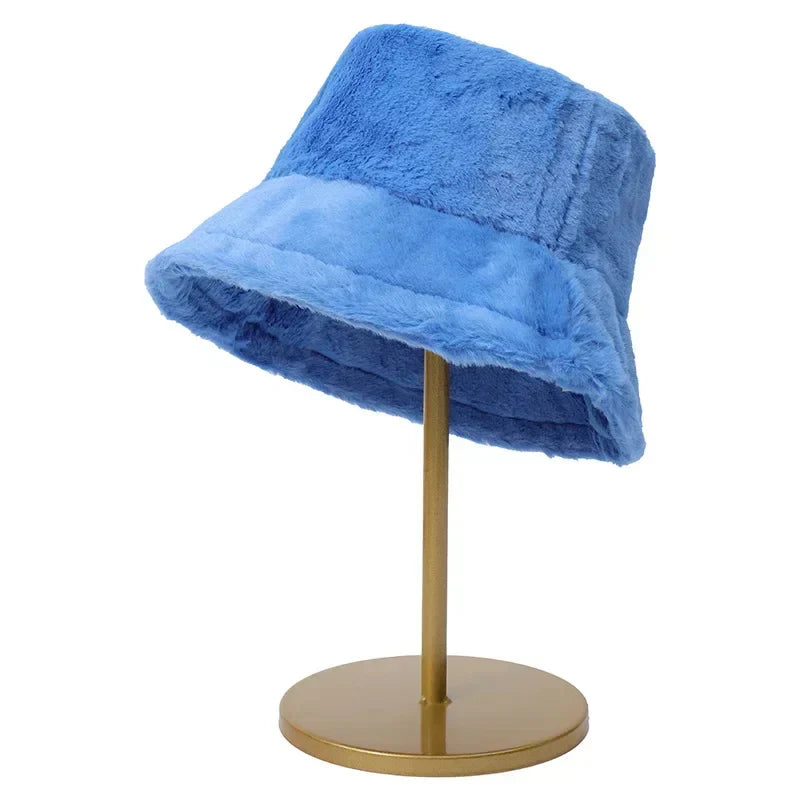 Warme Herbst Kaninchen Pelz Eimer Hut für Frauen - Lorna