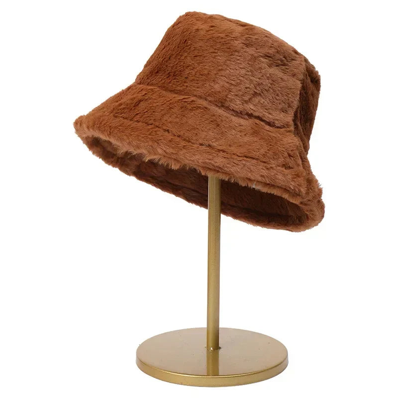 Warme Herbst Kaninchen Pelz Eimer Hut für Frauen - Lorna