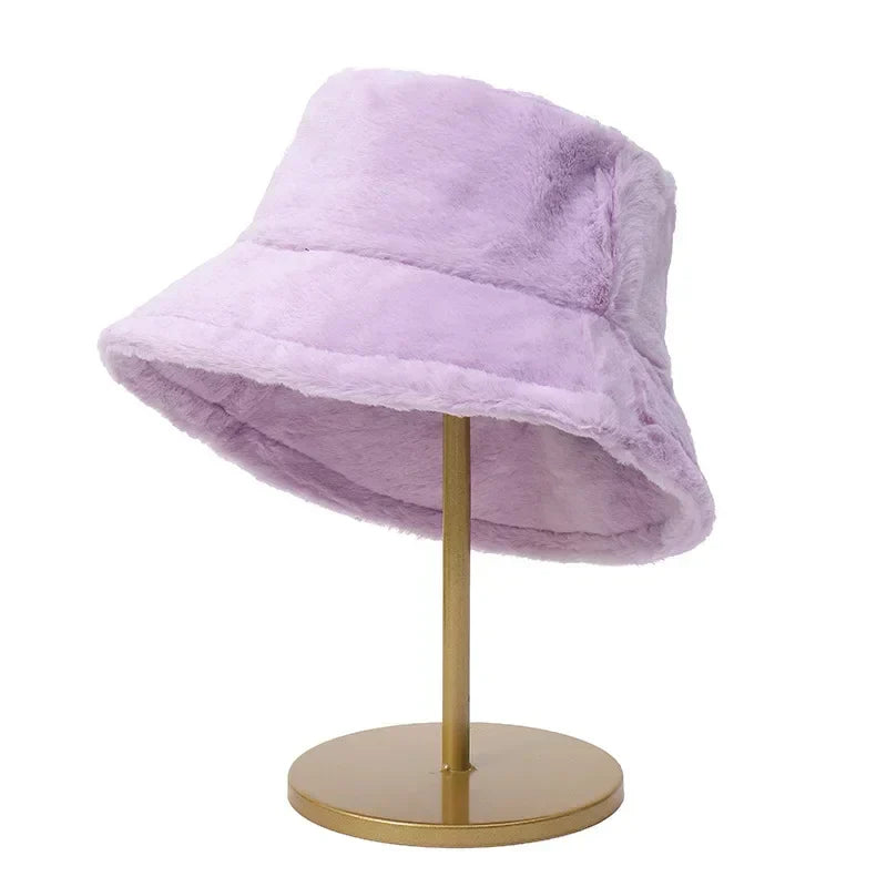 Warme Herbst Kaninchen Pelz Eimer Hut für Frauen - Lorna