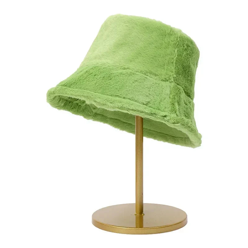 Warme Herbst Kaninchen Pelz Eimer Hut für Frauen - Lorna