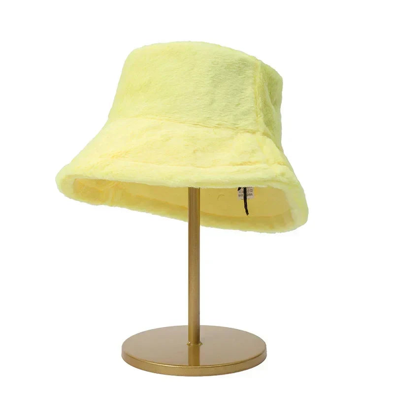 Warme Herbst Kaninchen Pelz Eimer Hut für Frauen - Lorna