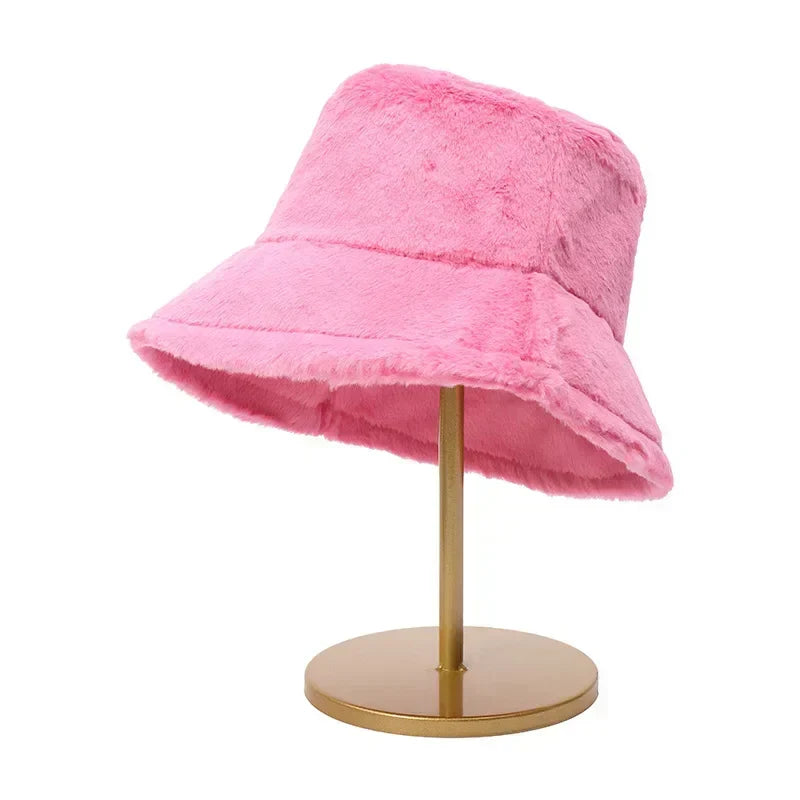 Warme Herbst Kaninchen Pelz Eimer Hut für Frauen - Lorna