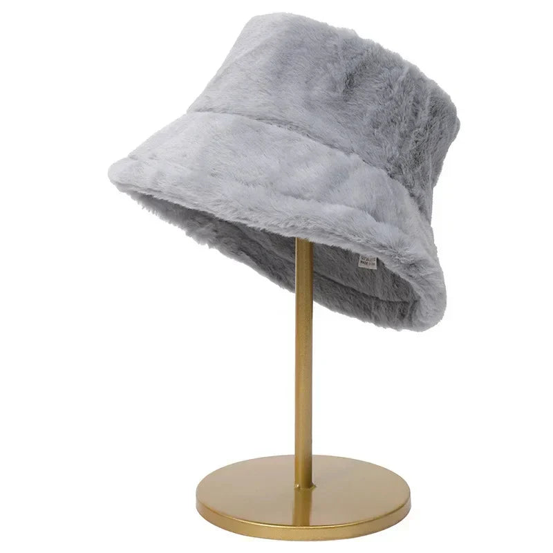 Warme Herbst Kaninchen Pelz Eimer Hut für Frauen - Lorna