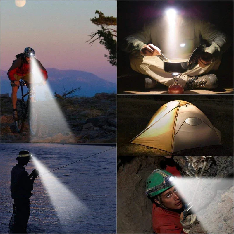 Kraftvolle Wasserfeste LED-Stirnlampe mit Zoom & Wiederaufladbarem Akku
