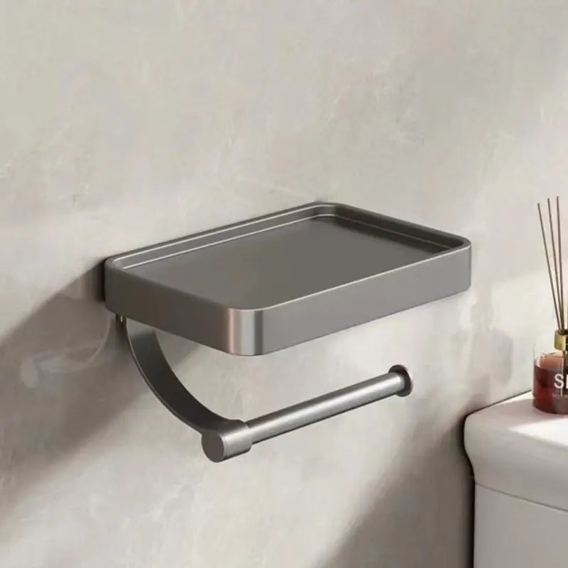 SteelCraft – Toiletrulleholder i rustfrit stål med hylde – Moderne & praktisk