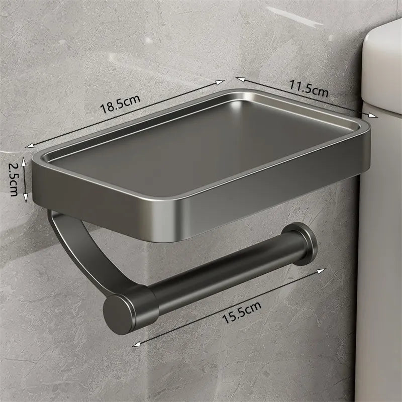 SteelCraft – Toiletrulleholder i rustfrit stål med hylde – Moderne & praktisk