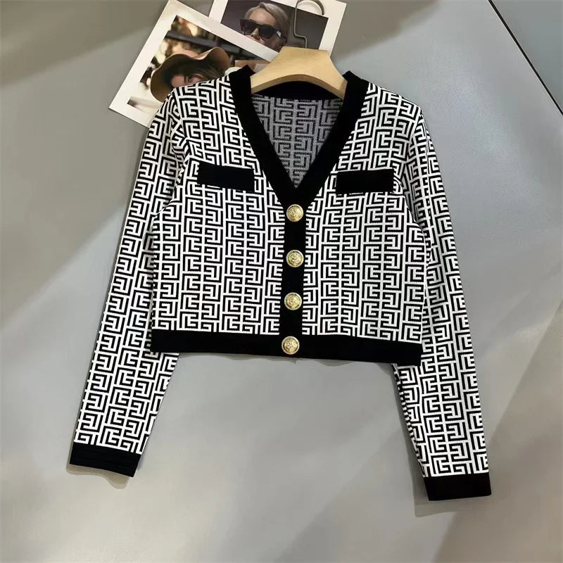 Gemusterter Blazer mit farblich abgesetztem Saum - Briar