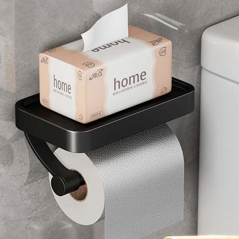 SteelCraft – Toiletrulleholder i rustfrit stål med hylde – Moderne & praktisk