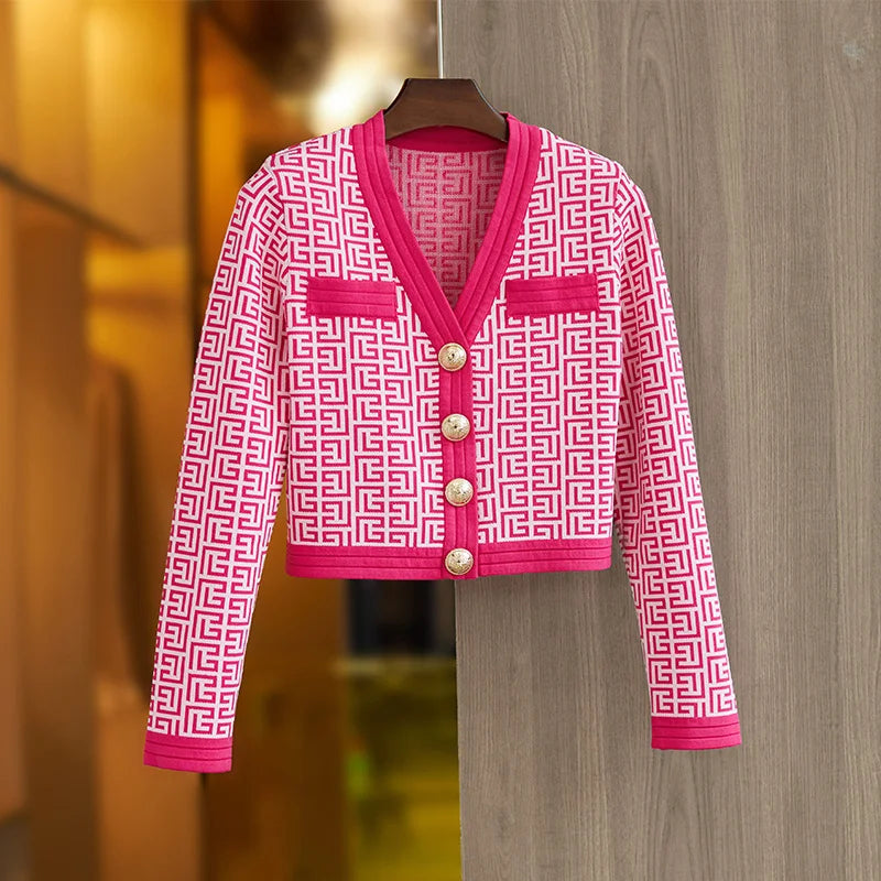 Gemusterter Blazer mit farblich abgesetztem Saum - Briar