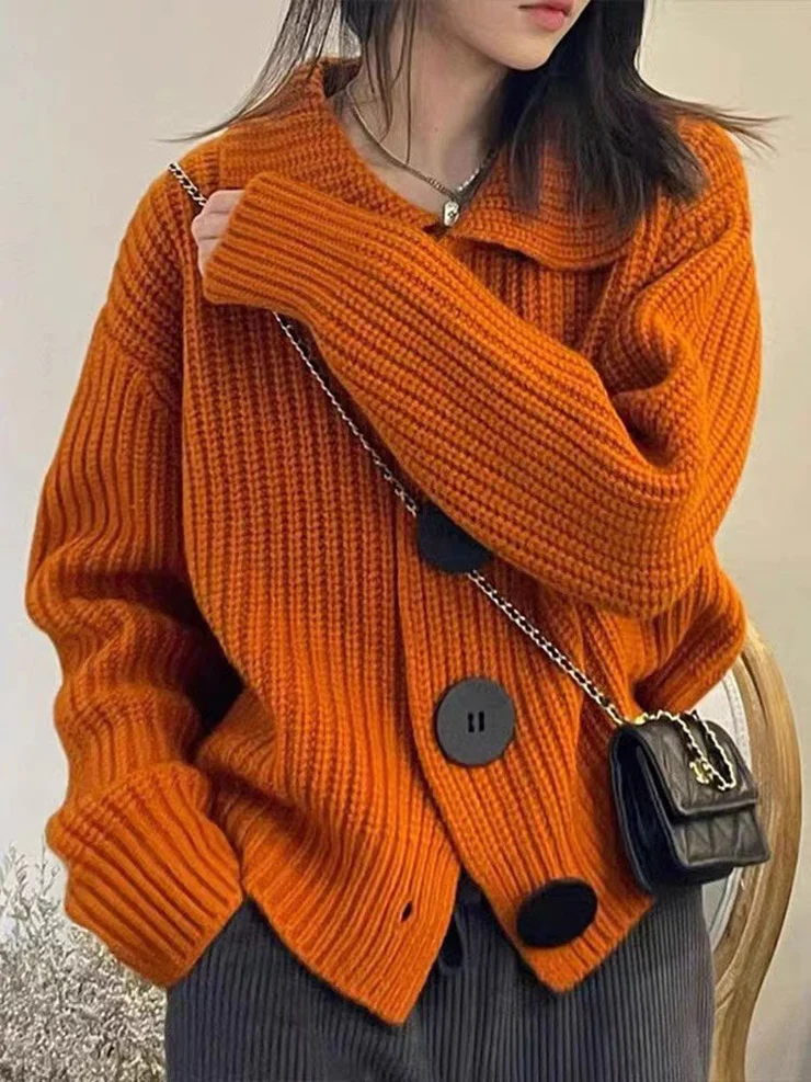 Langarm-Strickpullover mit Kragen - Indira