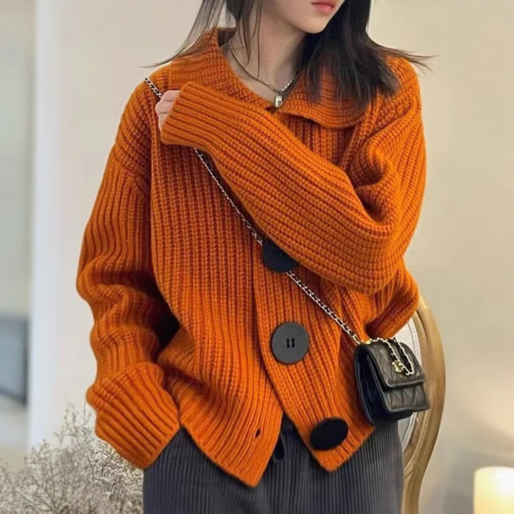 Langarm-Strickpullover mit Kragen - Indira