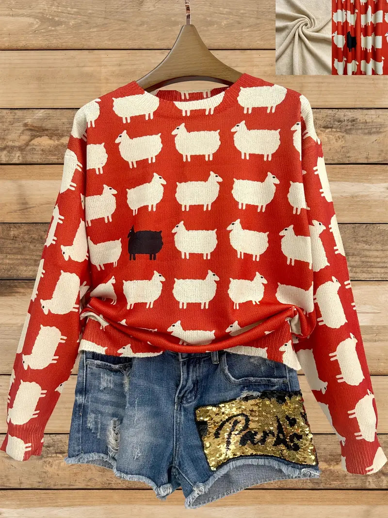 Kira | Maglione girocollo con motivo pecora 3D