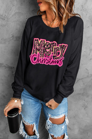 MERRY CHRISTMAS sweatshirt med lange ærmer - festligt jule-top