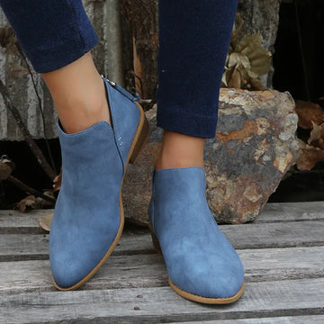 Rutschfeste Cowboystiefel aus PU-Leder mit niedrigem Absatz für Frauen - Tavina