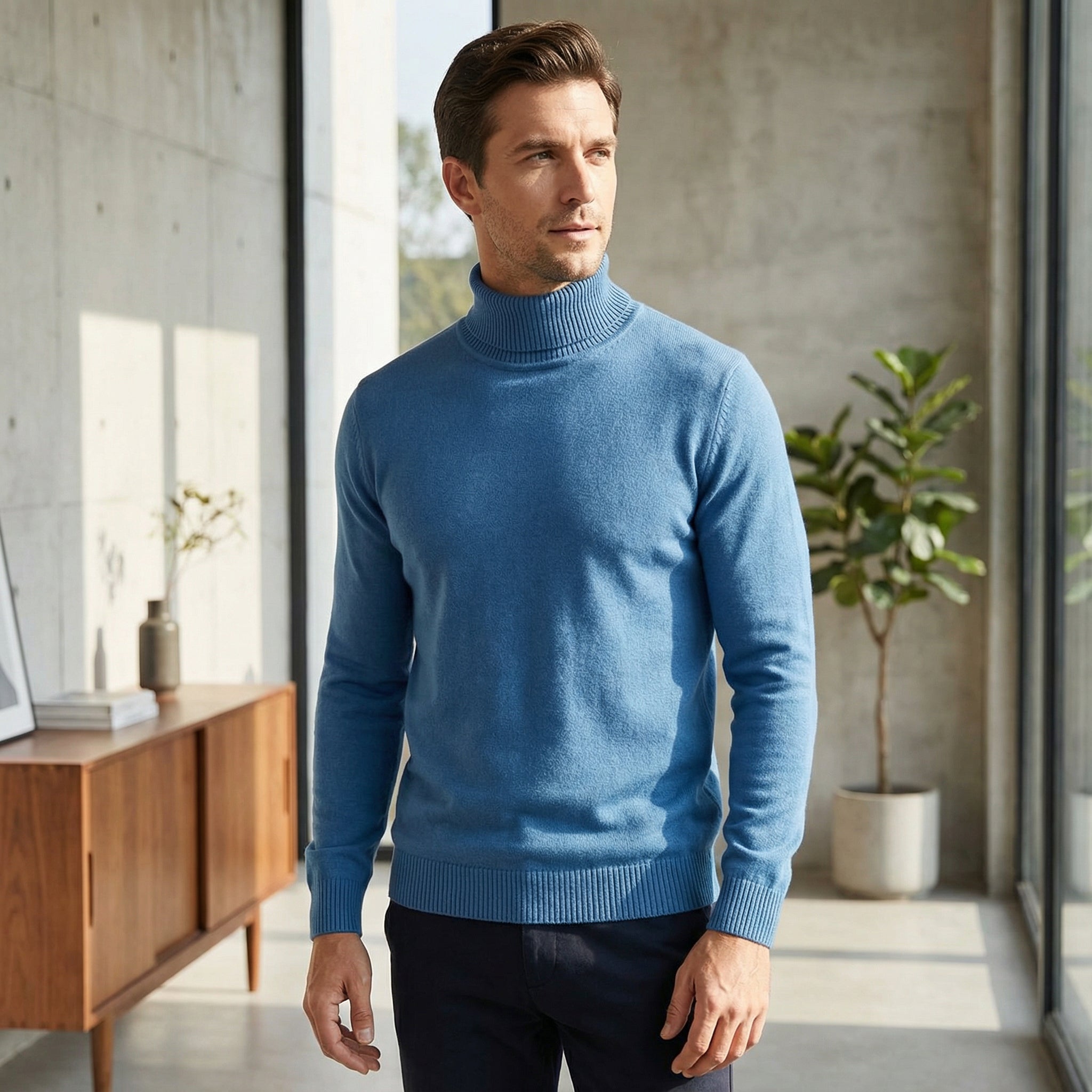 Herren Rollkragenpullover – Feinstrick Basic, Elegant & Ideal für Layering