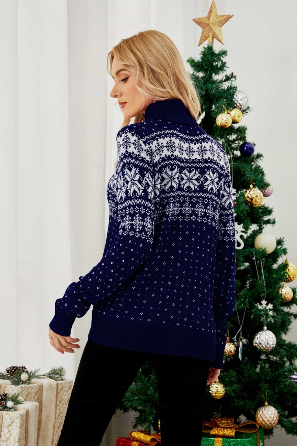 Jule snefnug Fair Isle rullekravepullover - Festlig pullover
