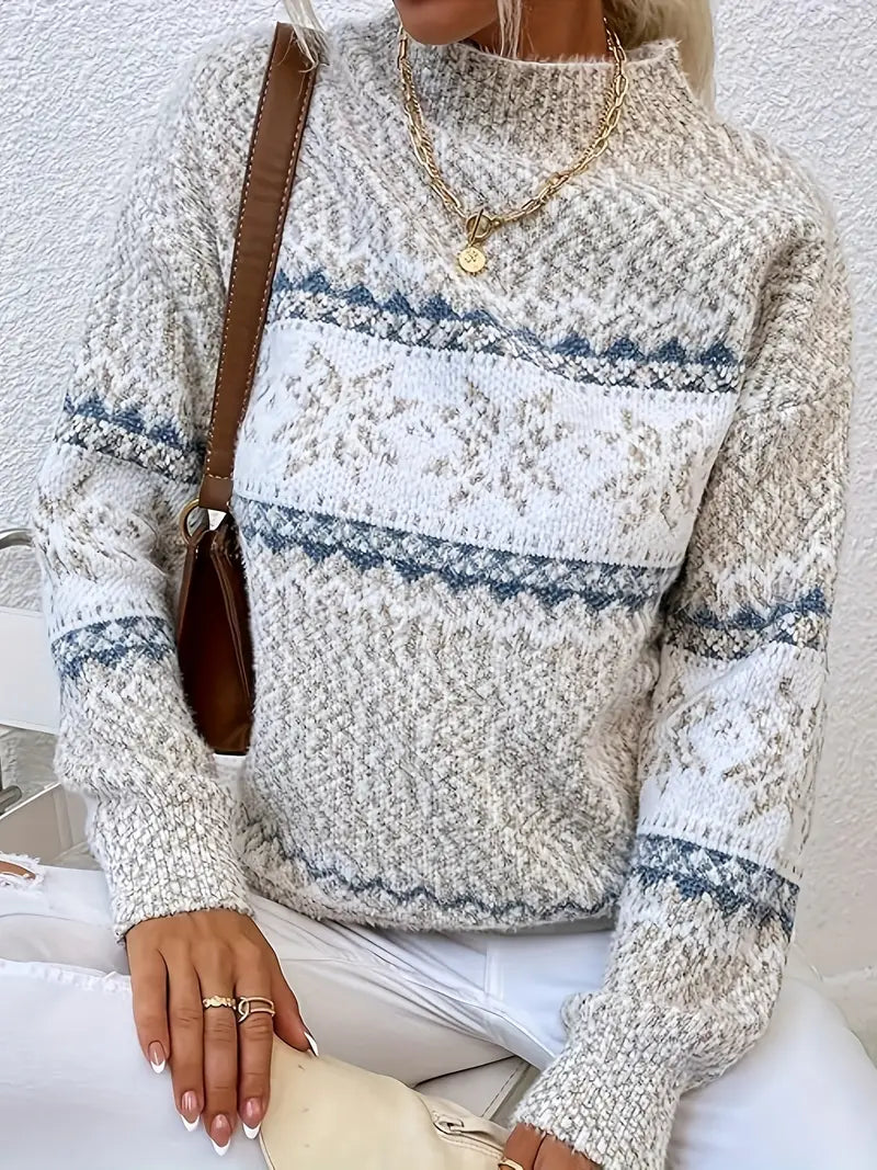 Tia - Maglione a mezza dolcevita stampato natalizio per un look festivo