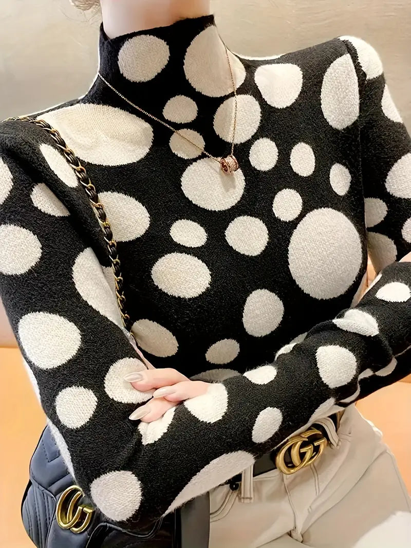 Vada - Pull joyeux à pois avec col rond pour femmes
