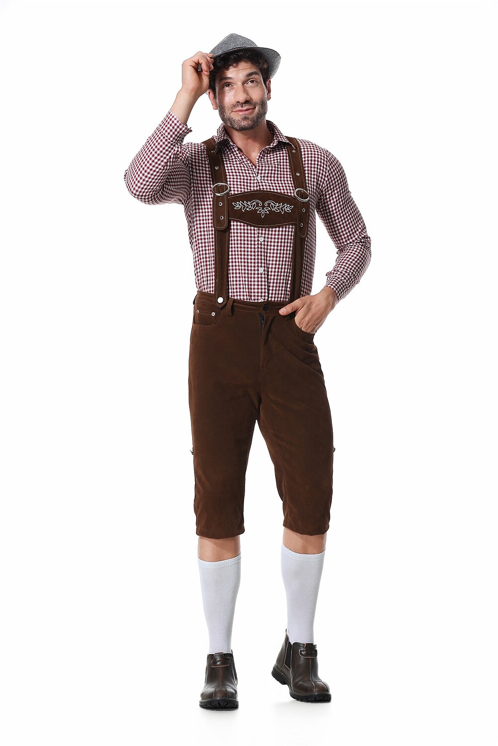 Bergfest – Herrenkostüm mit Hemd, Hosenträgern & Trachtenhut – Oktoberfest Look