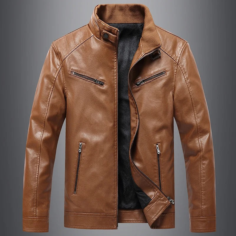 Slim Fit Jacke aus echtem Leder - Dravio