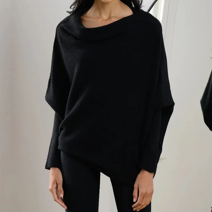 Modischer asymmetrischer Pullover mit Drapierungen - Inara