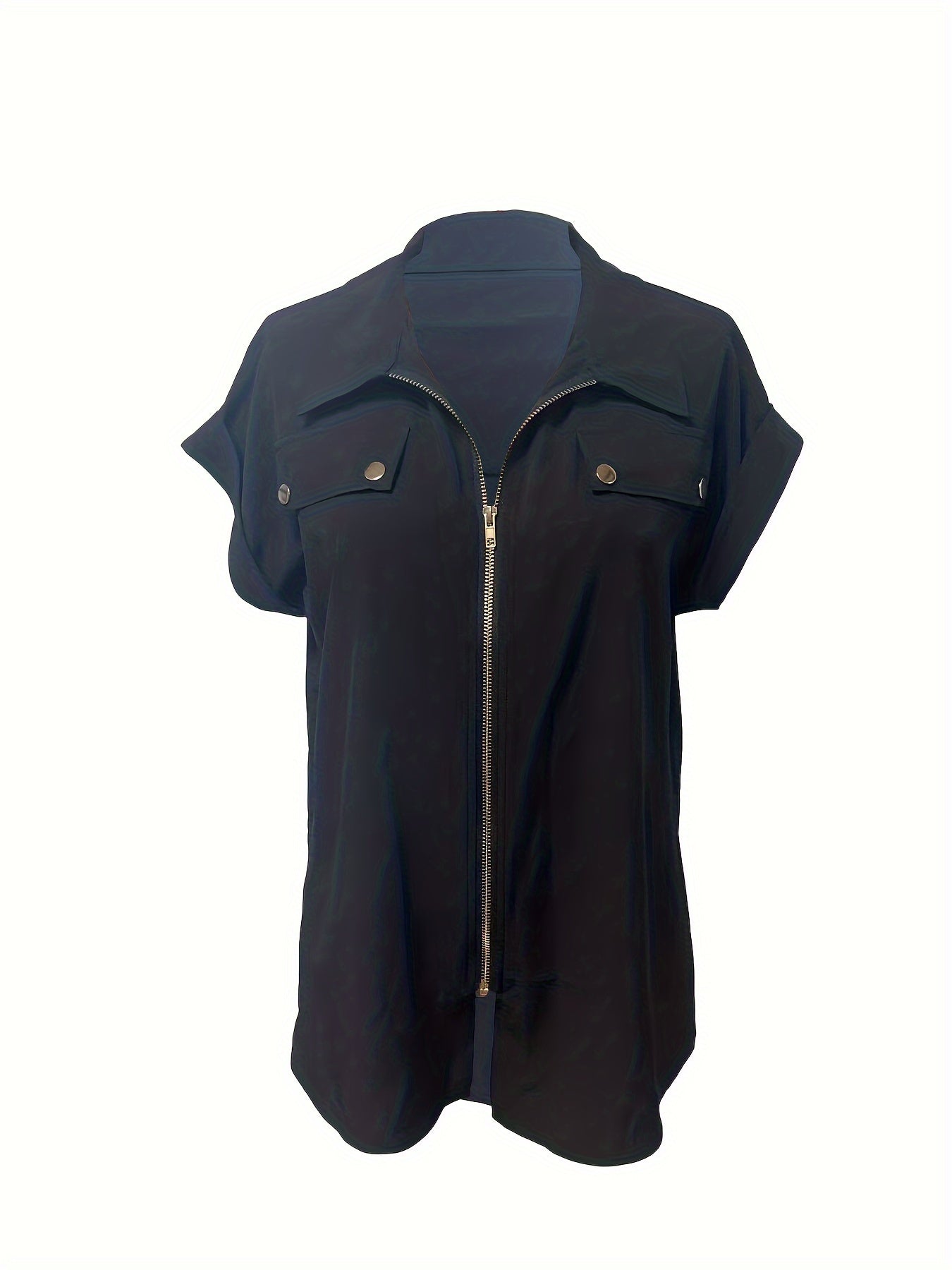 Schwarze Bluse mit Reißverschluss - Hermine