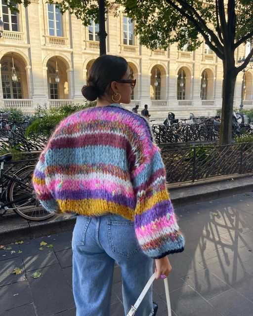 Amalie - Gestreifter offener Pullover