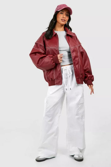 Whitley Jacket - Elegante Leder-Bomberjacke für Frauen