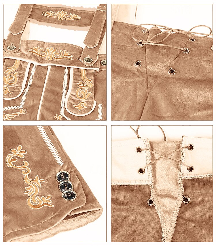 AlpenKraft – Herren Lederhosen-Shorts mit Stickerei – Braun oder Schwarz