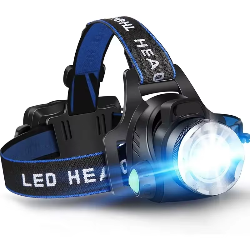 Kraftvolle Wasserfeste LED-Stirnlampe mit Zoom & Wiederaufladbarem Akku