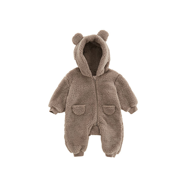Warmer Baby Fleece Strampler mit Tierprint