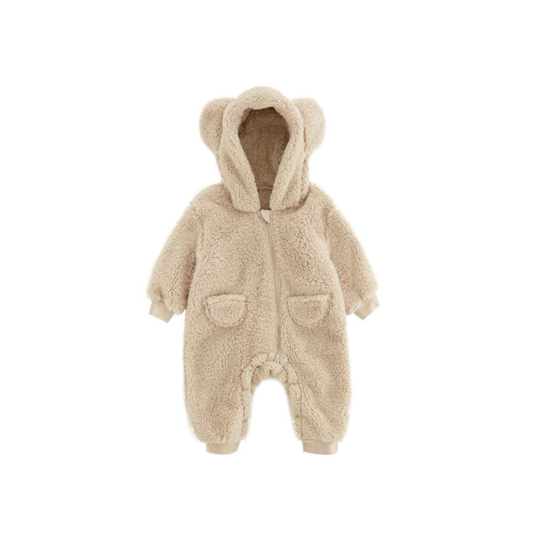 Warmer Baby Fleece Strampler mit Tierprint