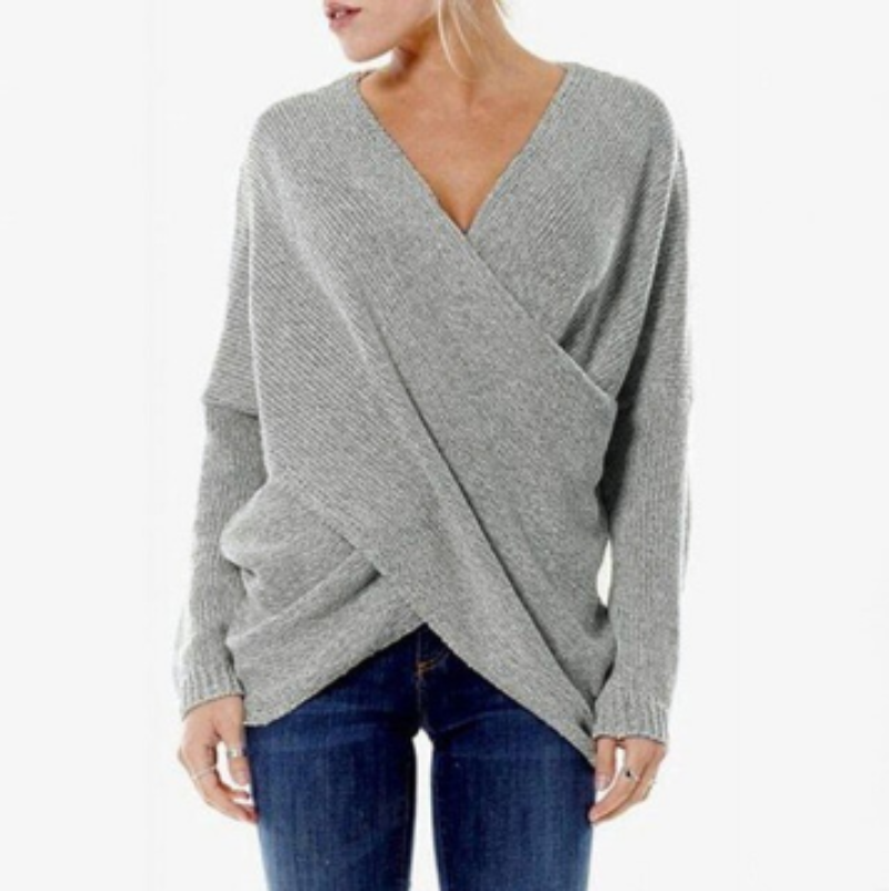 Valmere – Pull en cachemire pour femmes avec détail croisé pour automne/hiver