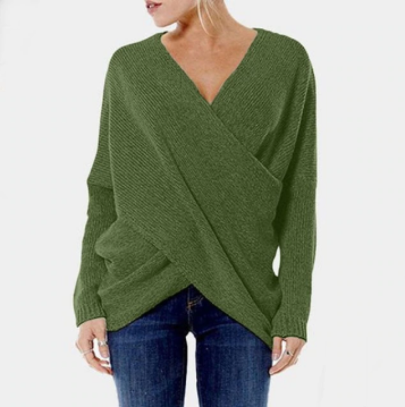 Valmere – Pull en cachemire pour femmes avec détail croisé pour automne/hiver