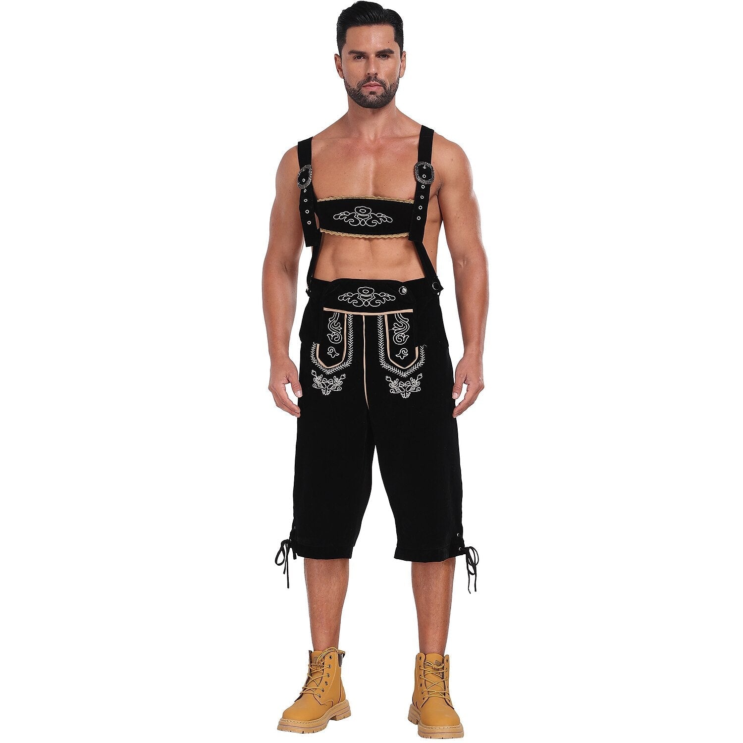 Bergkönig – Herren-Lederhose mit Stickerei & Hosenträgern – Oktoberfest Look