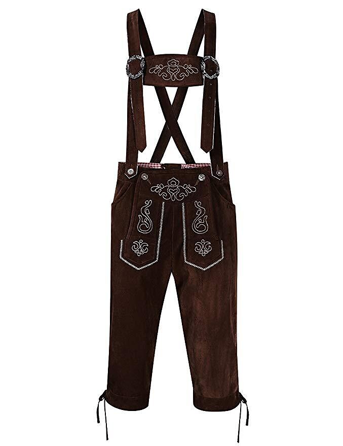 Alpenkraft – Lederhosen-Shorts Wildlederoptik mit Stickerei – Oktoberfest Herren
