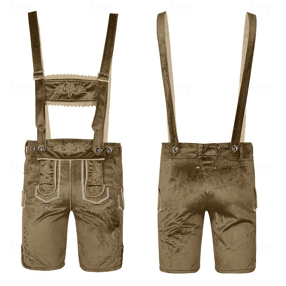 AlpenKraft – Herren Lederhosen-Shorts mit Stickerei – Braun oder Schwarz