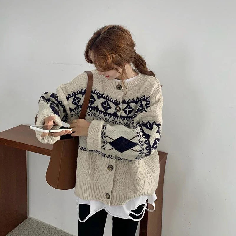 Trendy Koreanisches Patchwork-Cardigan Sweatshirt | Stilvoller und Bequemer Herbstlook
