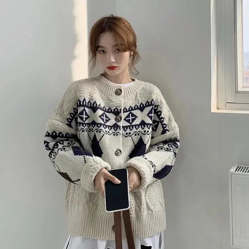 Trendy Koreanisches Patchwork-Cardigan Sweatshirt | Stilvoller und Bequemer Herbstlook