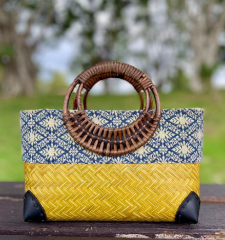 Devako Sakura | Strand und Boho Style Modische Tasche aus geflochtenem Bambus