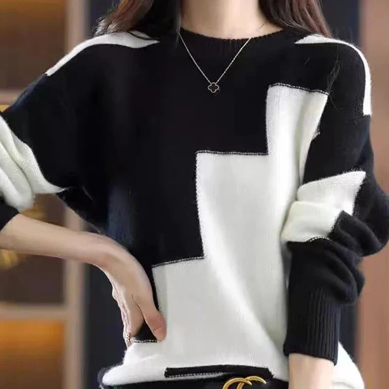 Warme Patchwork Kaschmirpullover für Frauen | Eleganz und Komfort in einem