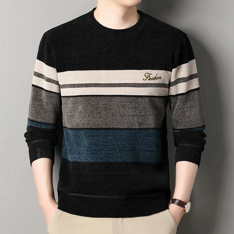 Behagelig herresweater med striber | varme og stil til hver dag