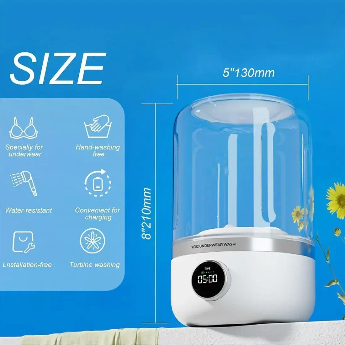 Cleanova – Tragbare Mini-Waschmaschine mit USB | Für Reisen & Zuhause