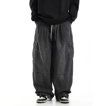 YK – Herre Baggy Cargo Jeans med Elastikbund & store Sidelommer