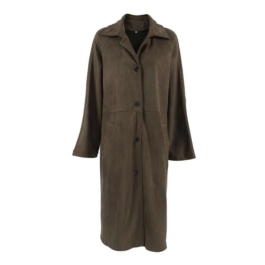 Giacca da donna elegante in pelle scamosciata Braun | Elegante e calda per i mesi invernali