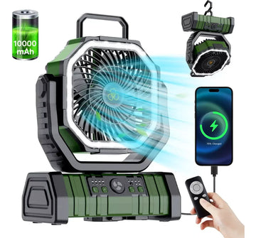 Tragbarer Camping-Ventilator mit LED-Licht - Kühl bleiben ohne Strom