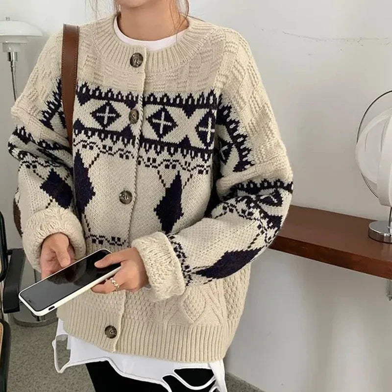 Trendy Koreanisches Patchwork-Cardigan Sweatshirt | Stilvoller und Bequemer Herbstlook